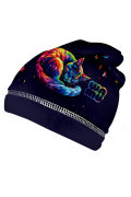 Fleecová čiapka detská Dúhová mačka