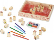 Drevená sada pečiatok s pastelkami 32 ks Melissa & Doug