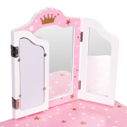 Veľká detská toaletka pre dievčatká s trojitým zrkadlom, stoličkou a zásuvkou