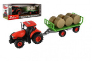 Traktor Zetor s vlekom a balíkmi plast 36 cm na zotrvačník