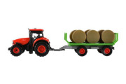 Traktor Zetor s vlekom a balíkmi plast 36 cm na zotrvačník