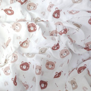 Mušelínová plienka 70 x 70 cm - 2 ks v balení karamelové srdiečka + medvedík šíp Prem