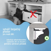 Magnetické zámky biele na skrine a zásuvky sada 4 ks + 1x magnetický kľúč Sipo