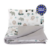 Obliečky 120x90 cm (perinka + vankúšik) Pojazdná zoo/sivá Bomimi