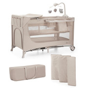 KINDERKRAFT Postieľka cestovná Joy 2 s doplnkami Beige