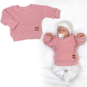 Rastúci oversize pletený svetrík pre bábätko staroružový Baby Nellys