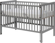 Detská postieľka - Scarlett DOMINIK (borovica), sťahovacia bočnica - 120 x 60 cm - šedá