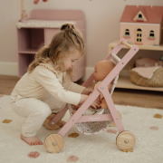 Kočík pre bábiky golfky drevené Pink Little Dutch