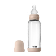 Antikoliková sklenená fľaša so silikónovým cumlíkom 240 ml BIBS