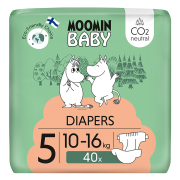 Jednorazové eko plienky 5 Maxi 10–16 kg (120 ks), mesačné balenie eko plienok Moomin Baby