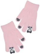 Dievčenské zimné, prstové rukavice, púdrovo ružové