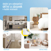 Magnetické zámky biele na skrine a zásuvky sada 4 ks + 1x magnetický kľúč Sipo