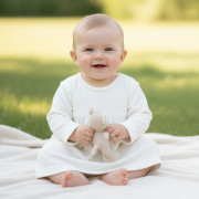 Dojčenské šaty dlhý rukáv biela vzor obdĺžnik Baby Service