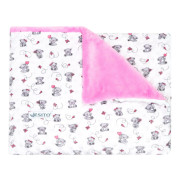 Detská deka dvojitá Minky medvedík 75 x 100 cm Esito - ružová
