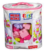 Mega Bloks veľké vrece ksotek - ružový (80 ks)