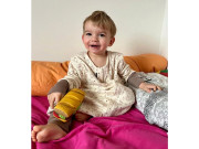 Merino spací vak s rukávmi veľ. 90 cm bio králiky béžové nohavice