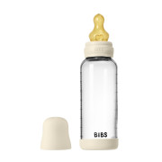 Antikoliková sklenená fľaša s kaučukovým cumlíkom 240 ml Bibs