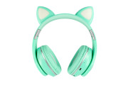 Bluetooth bezdrôtové detské slúchadlá s uškami zelená