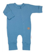 Rastúci rebrovaný overálok, čiapočka a topánočky Nature - jeans Baby Nellys