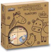 Drevené pečiatky s držiakom Farma 9 ks