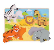 Bigjigs Toys Hrubé vkladacie puzzle safari