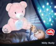 Plyšový zaspávač medvedík s projektorom Bear pink Milly Mally