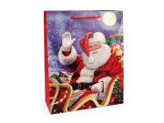 Vianočná darčeková taška s glitrami 32 x 26 x 10 cm Santa 8