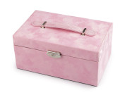 Šperkovnica 2 v 1 uzamykateľná ružová semiš