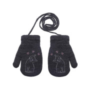 Zateplené zimné rukavice so šnúrkou mačka 4 - 6 rokov