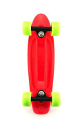Skateboard - pennyboard 43cm, nosnosť 60kg plastovej osi, červený, zelené kolesá