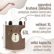 Kôš na hračky XL so šnúrkou, skladací bavlnený / 63 l Sipo