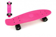 Skateboard - pennyboard 60cm, nosnosť 90kg, kovové osi, ružová farba, čierna kolesá