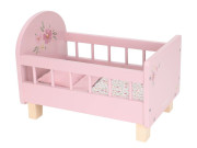 Postieľka pre bábiky drevená s perinkou Pink Little Dutch