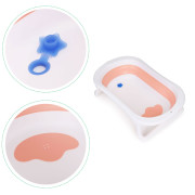 Detská skladacia cestovná vanička s odtokom ružová