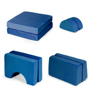 Kreatívna detská pohovka z mäkkých vankúšov - skladací modulárny set 8 dielov - tm. modrá