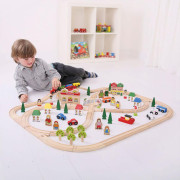 Drevená vláčikodráha mesto a dedina 91 dielov Bigjigs Rail