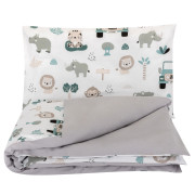 Obliečky 120x90 cm (perinka + vankúšik) Pojazdná zoo/sivá Bomimi