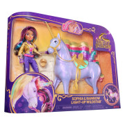 Unicorn academy svetelný jednorožec Wildstar 28 cm s bábikou Sophiou 24 cm