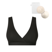 Dojčiaca podprsenka bambus Nuuma Black s vyberateľnými vložkami + prací sáčok Moniel