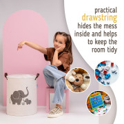 Kôš na hračky bavlnený uzatvárateľný 43 l Sipo