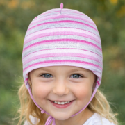 Dievčenská dojčenská čiapka viazacia s prúžkami RDX Lurex prúžky