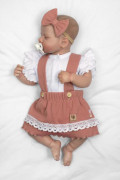 3dielna sada Lady, body, suknička s trakmi, čelenka staroružová/biela Baby Nellys