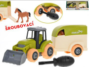 Traktor 26 cm skrutkovací voľný chod s prívesom a koňom