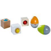 Sada hudobných nástrojov - akustické kocky a hrkajúce vajíčka Haba
