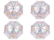 Detský priehľadný vystreľovací dáždnik Zajačikovia