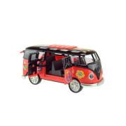 Autobus retro kov/plast 12 cm na batérie so zvukom a so svetlom na spätné natiahnutie