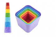 Kubus pyramída skladačka plast hranatá farebná 7ks