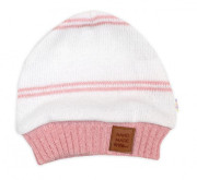 Pletená sada pre bábätko s jemným prúžkom 3dielna lux ružová - biela Baby Nellys