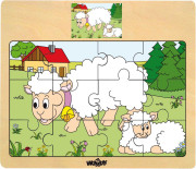 Puzzle na doske ''Mašinka'' - zvieratá s mláďatami