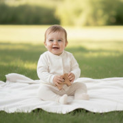 Kabátik vzor obdĺžniky biela Baby Service